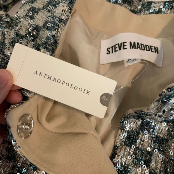 Steve Madden Jacket Womens XS Extra Large Andee Checkered Sequined Shacket - Picture 12 of 16